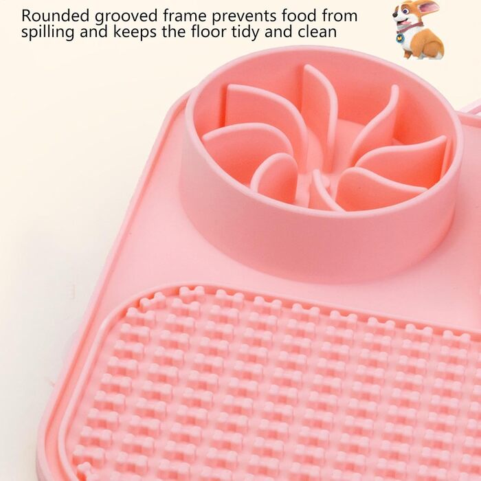 Килимок для собак - годівниця-лизунчик | Килимок для цуценят | Силіконовий килимок для годування собак | Миска для собак з кормом (Рожевий)