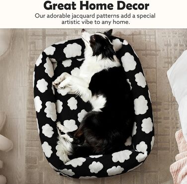 Ортопедичне ліжко для собак JOEJOY XL, прямокутне, чорне, знімний чохол на блискавці, антиковзаюча підкладка, для цуценят та великих собак (107x91x23 см)