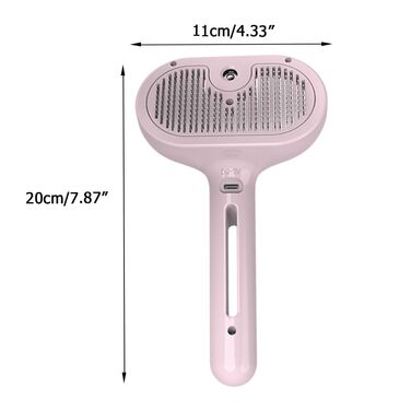 3-в-1 Щітка для котів та собак з парою, антистатична щітка з розпилювачем, самоочисна, для короткої та довгої шерсті, рожева