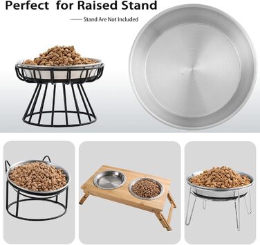 Набори мисок для котів з нержавіючої сталі, антислизькі, плоскі, для корму та води, 3 шт. (2 шт. в упаковці)