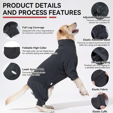Теплий флісовий халат для собак на зиму, теплий пуловер для собак з ніжками, м'яка чотирилапа куртка для маленьких та середніх собак, халат для собак, флісовий піжамний одяг для собак, темно-сірий, розмір M