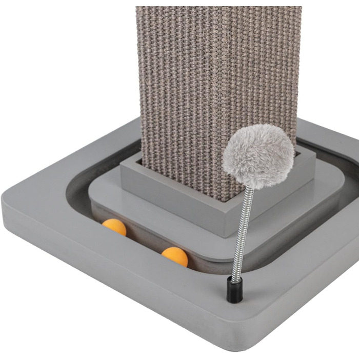 Котячий стовпчик для дряпання Carla з іграшками - інтерактивна котяча іграшка для самостійних занять. Висота 82 см, діаметр 20 см. (Антрацит, 33 x 33 x 67 см)