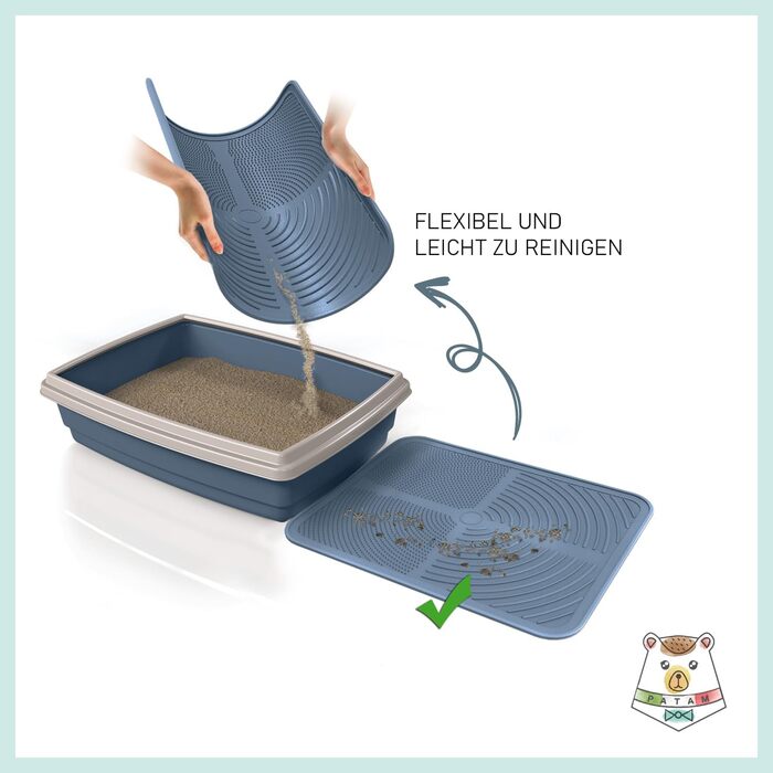 Килимок для котячого туалету з антиковзким ситом, свиняча сітка, 46x36x3 см, Made in Italy (Jolly Blau)