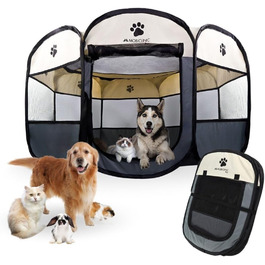 Mobiclinic® Pets: Двосторонній вольєр для цуценят, сірий, 114x114x58 см, Scooby
