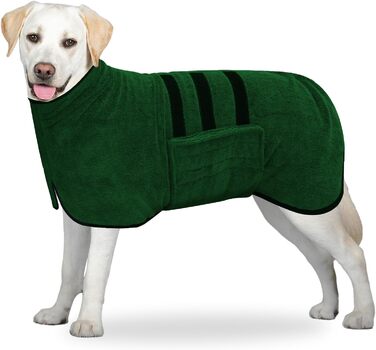 Рушник для собак з мікрофібри, XL, зелений: швидковисихаючий, з клямками та регульованою стрічкою