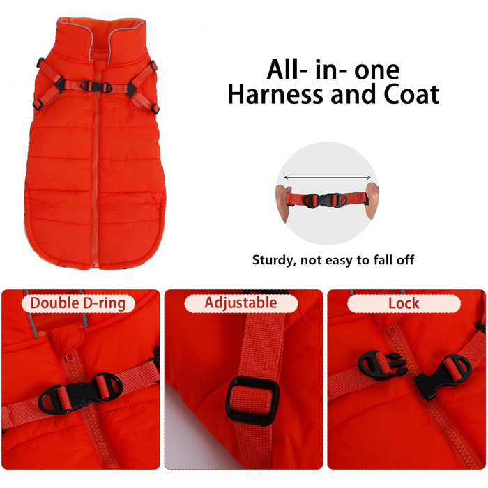 Зимова куртка для собак, жилет, водонепроникна, світловідбиваюча, з флісовою підкладкою, костюм для маленьких собак на вулицю з персоналізованою нашивкою, помаранчевий колір, XL (довжина спини 44 см), XL (персоналізований)