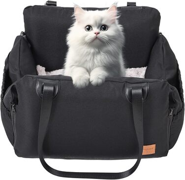 Автокрісло для собак, автосидіння для собак, маленьких собак. З безпечним ременем та кишенькою для зберігання. Водонепроникне та пральне автокрісло для собак (Чорний, One Size)