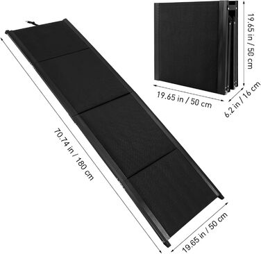 Рампа для собак Hunderampe, 180 x 50 см, авто-складна, антиковзаюча, для легкових автомобілів, позашляховиків та вантажівок, до 110 кг, для великих та літніх собак, алюмінієвий каркас, довга