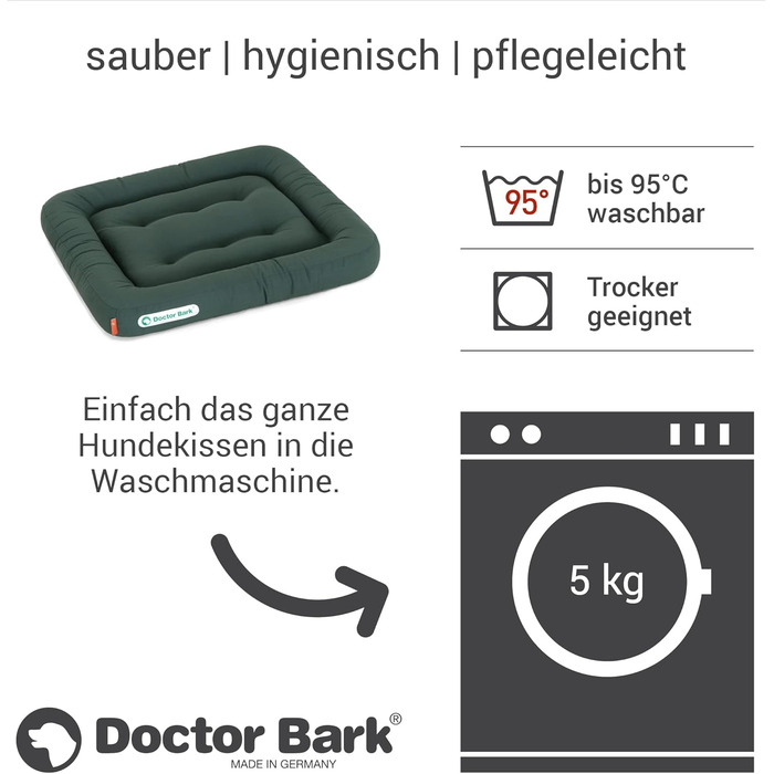 Ортопедична лежанка для собак Doctor Bark, 60x55 см, зелена, 95°C, гігієнічна, міцна та зручна