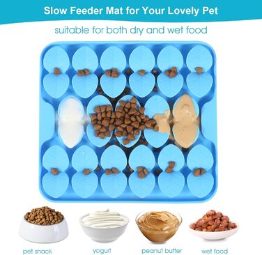 Килимок для собак VOOWO, силіконовий килимок-нюхалка, миска-повільний годівник для собак, килимок для годування собак, повільний годівник, килимок-нюхалка для маленьких, середніх та великих собак (блакитний, маленький)