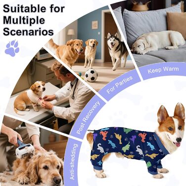 Піжама для собак Bienbee, 4 шт. Комплект, розмір M, динозаври, м'яка, дихаюча, зручна, для цуценят, дівчаток та хлопчиків