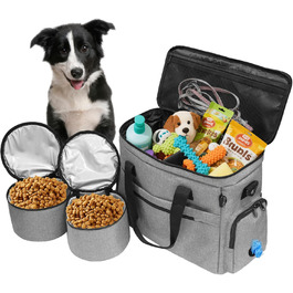 MYDAYS Сумка для собак, багаж для тварин, дорожня сумка на вихідні з мискою (сіра)