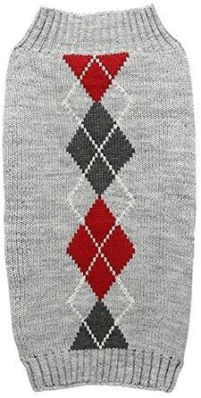 Светр для маленьких собак Argyle сірий, розмір XS, довжина спини 22,9 см