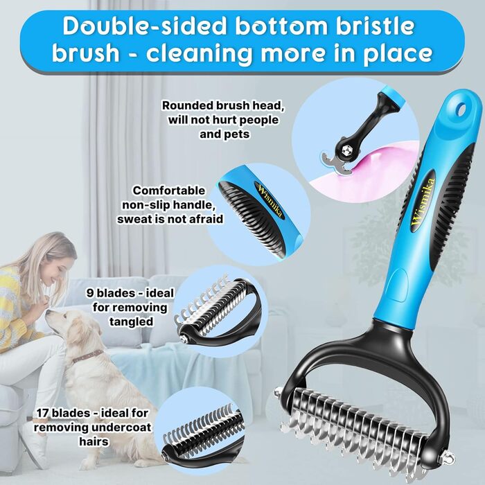 Двостороння щітка для вичісування підшерстка котів та собак | Для середніх та великих порід | З нержавіючої сталі