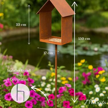 Пташник Maxito на стійкій підставці, 120 см, з металу, для саду, стійкий до погодних умов, декор для саду