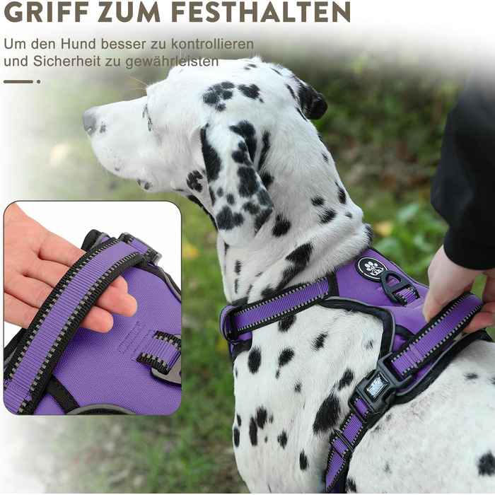 Шлейка для собак середніх порід FURRYFECTION, анти-тяга, регульована, з лінійкою, оксфорд, фіолетовий, M