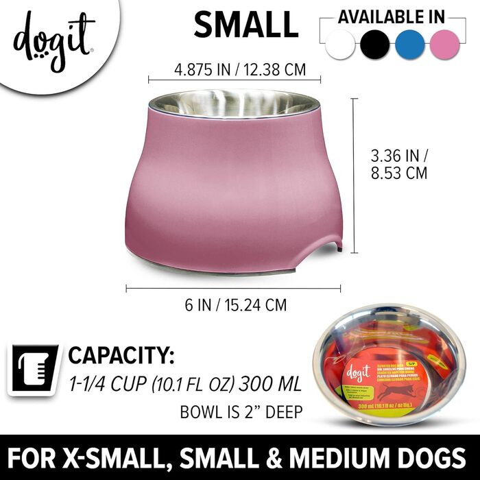 Dogit піднята миска 2-в-1 для собак, рожева