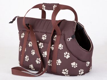 Сумка-переноска DOGGY Hobbydog для собак і котів, 27x25x43 см, коричнева з лапками