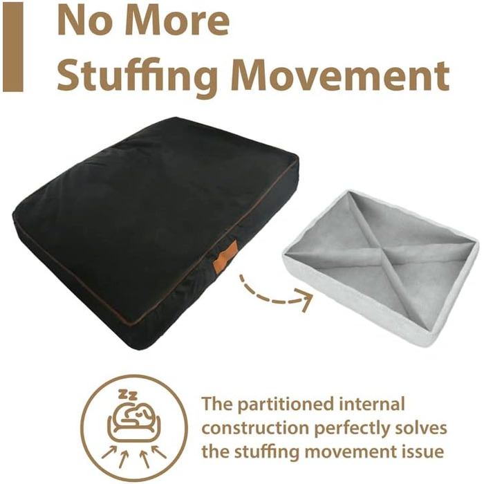 Ліжко для собак Ellie-Bo, розмір S, 56 x 41 x 10 см, чорний з коричневими паспалями. М'який матрац, водовідштовхувальний матеріал Oxford, наповнювач: поліестер. Підходить для клітки 61 см