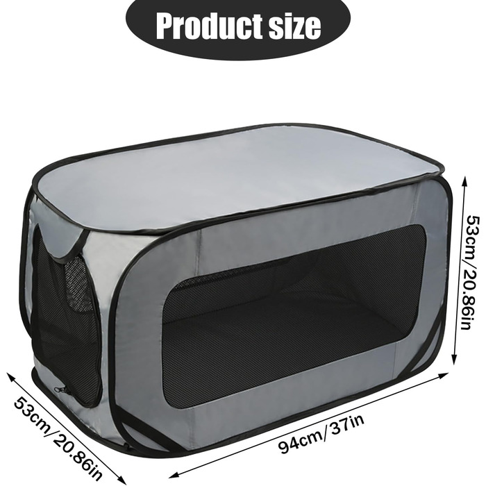 Транспортна переноска для собак та котів, складана, Pop-Up, 94x53x53 см, сіра