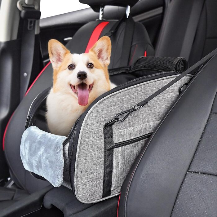 Автокрісло для собак Petzauber – зручне та безпечне автокрісло для маленьких та середніх собак, сірого кольору