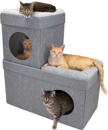 Великий багатофункціональний котячий будинок Kitty City: куб, кондо, пуф, складане ліжко