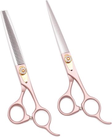 Набір професійних ножиць для собак 2 в 1: прямі та розріджуючі, ергономічні ручки, розмір 7.0 дюймів
