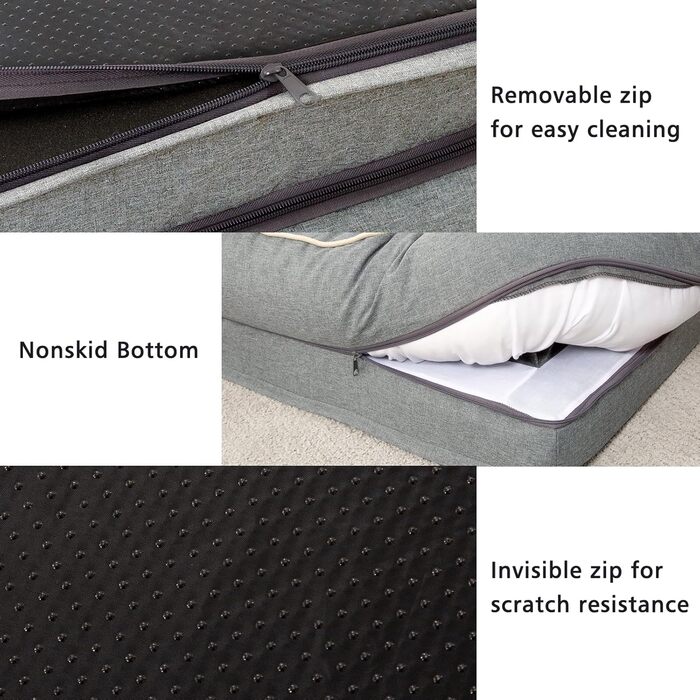 Ортопедичне ліжко для собак XL, 111x86x25 см, Memory Foam, водовідштовхувальне, сірого кольору