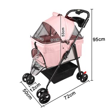 Візок для собак та котів OHMG Hundebuggy: компактний, складаний, до 25 кг, з сіткою та тримачем для напоїв (50 x 65 x 99 см)
