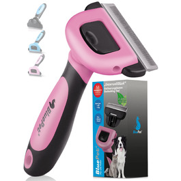 Бурштук для котів та собак з коротким хутром BluePet - видалення відмерлого хутра та підшерстка. Розмір M (ширина гребеня 66 мм). Рожевий колір