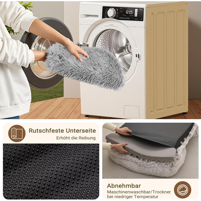 Ортопедичне ліжко для собак великих порід: тепле, неслизьке, стійке до укусів. Яйцеподібне поролонове ліжко-подушка для собак, знімний помпон, килимок для собак. Чудовий подарунок для любителів собак на зиму. Колір: сірий, розмір: L