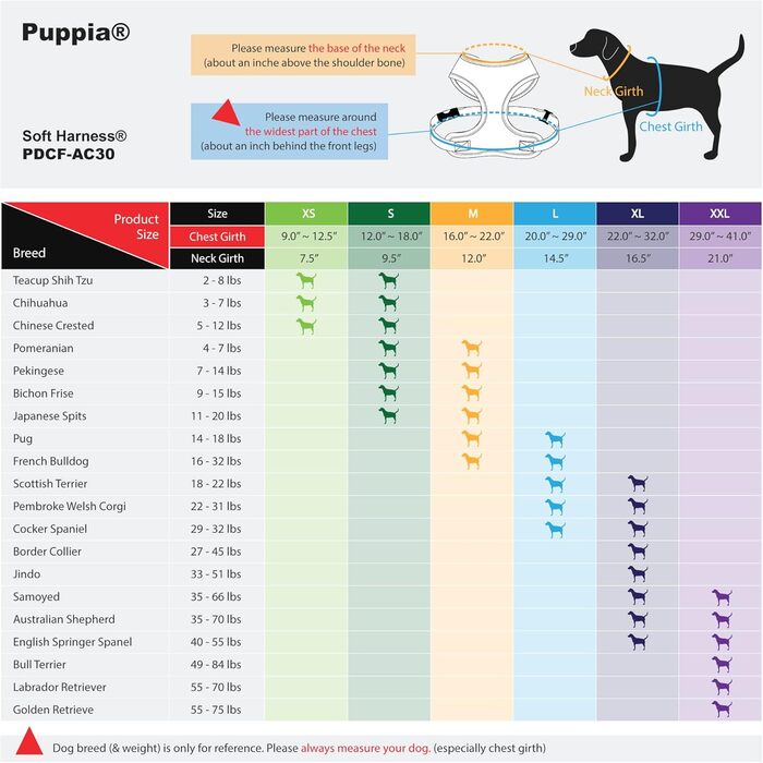 Нагрудник для собак Puppia для малих та середніх порід - супер м'який, багато кольорів, для цуценят, анти-тягнучий (L, Navy Blue)