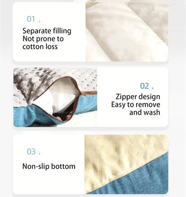 Ортопедичний лежак для собак великих порід, заспокійливий, теплий, м'який, знімний чохол, антиковзаюча підкладка (90 x 70 x 35 см)