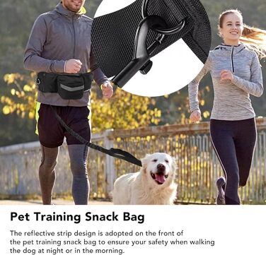 Сумка для корму для собак, поясна сумка, бананка для тренувань, чорна, поліестер, з кишенями для ласощів