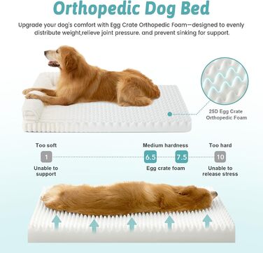 Ортопедичне ліжко для собак з штучним хутром, L-подібне, 76x51x15 см, Бежеве