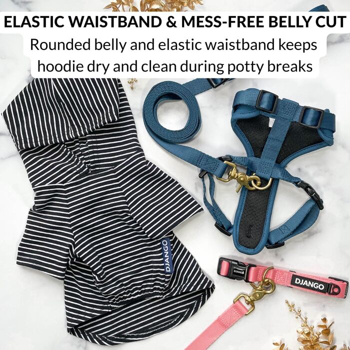 Світшот для собак DJANGO, теплий, м'який, з капюшоном, для маленьких собак до 11,3 кг (Даксель, цуценята), чорний, розмір S