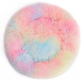 Кругле ліжко для собак та котів Chickw1, тепле м'яке ліжко-пончик, 70см, кольорове (Райдуга)