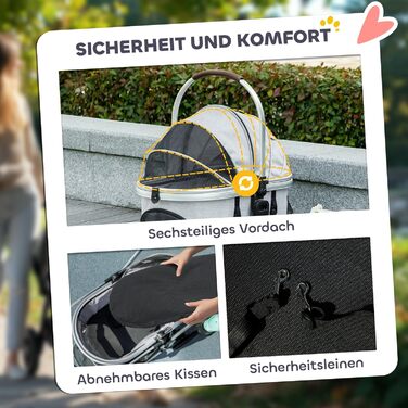 Візок для собак та котів PawHut 3-в-1, розкладний, до 10 кг, сірий