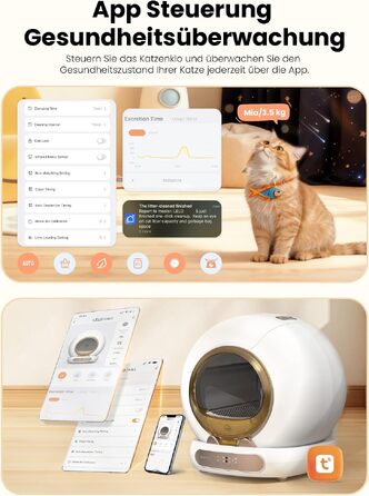 Самоочисний електричний лоток для котів LELO PAWS XXL (74л) з керуванням через додаток, дезодоризацією та шторкою, золотистий