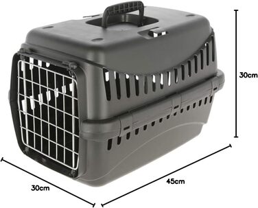 Транспортний бокс для тварин Kerbl Expedion Eco з металевими дверцятами, 45x30x30 см, чорний