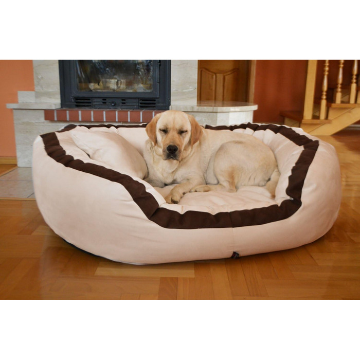 Ортопедичне ліжко для собак Tierlando® Pepper, ліжко-софа для собак, XL, віскоеластична піна, велюр, сірий, 110 см, велике та м'яке, PE4, розмір L +