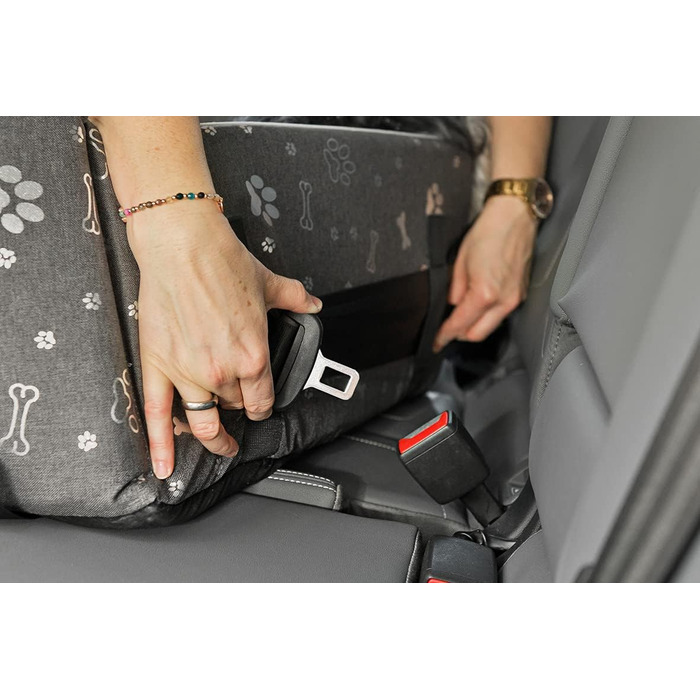 Автокрісло для собак Boutique Zoo | М'яке автокрісло для собак, котів та інших тварин | На заднє сидіння, пасажирське сидіння | Лежанка для собак, переноска для собак | Поліестер, штучна замша | Колір: Сірий | Розмір: M (47x40 см)