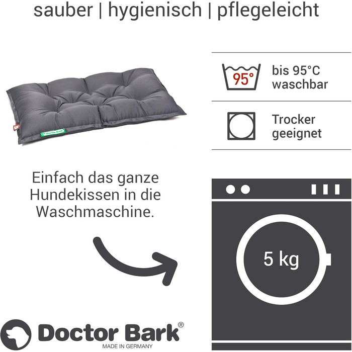 Ортопедичне собаче ліжко Doctor Bark Urban - для собак середніх порід - 70x50 см - сірого кольору - виготовлено в Німеччині - миється до 95°C
