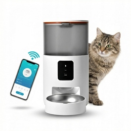 Автоматичний годівник для тварин з WiFi, пластиковий, біло-чорний, 3000 мл, 18.20 см