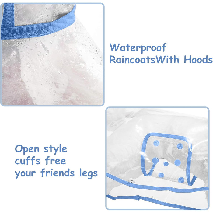 Дощовик для собак PETCUTE, водонепроникний, з капюшоном, PVC, синій (L)