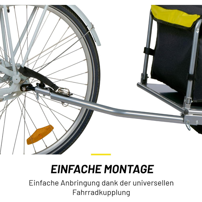 Причіп для велосипеда Dunlop – вантажний причіп з відбивачами та регульованим захистом від дощу – жовтий