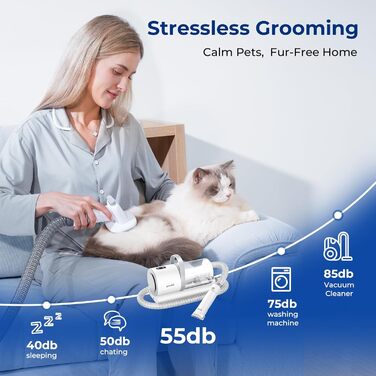 Пилсос для собак та котів Pecute 12000Pa з набором для грумінгу, 1.5л, машинка для стрижки