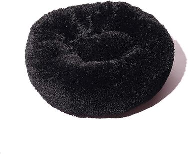 Кругле ліжко для собак FANSU з плюшевої подушки, ковзаюча база, ліжко для котів, розмір та колір обираються (чорний, 60 см)