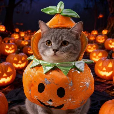 Костюм на Halloween для собак та котів: гарний костюм з гарбузом для маленьких, середніх та великих тварин, м'яке дихаюче матеріалу (XL, помаранчевий)