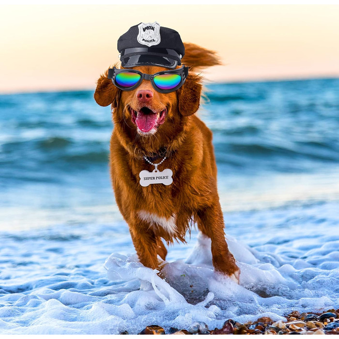 Костюм поліцейського для собак та котів Yewong: повний аксесуарний набір (м'язка шапка, значок, сонцезахисні окуляри) для Хелловіну, Різдва, косплею та рольових ігор